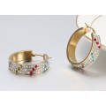 Wholesale Fashion Stainless Steel Crystal Big Gold Hoop Earrings